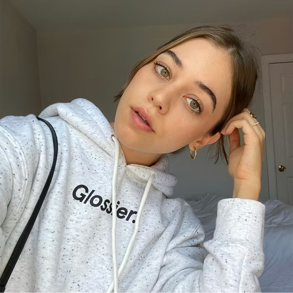 Glossier Limited Edition Terrazzo Hoodie, over-sized fit, like new!